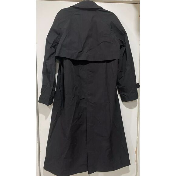 6397 Trench Coat Women’s Medium Black Cotton Nylon Fit Flare Shape Long Sleeves - Picture 14 of 16